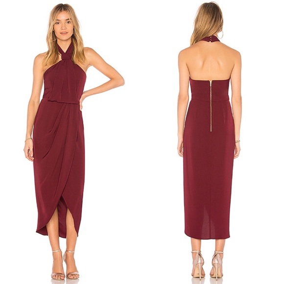 Shona Joy Dresses & Skirts - Shona Joy Knot Draped Burgundy Dress